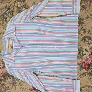 Gold Label Westbound Petites Non-Iron Colorful Striped Button-up Top